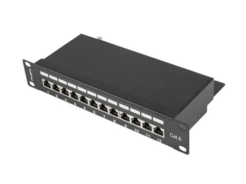 Пач панел, Lanberg patch panel 12port 1U 10" CAT.6 shielded, black