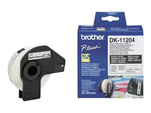 Консуматив, Brother DK-11204 Multi Purpose Labels, 17mmx54mm, 400 labels per roll, Black on White Консуматив, Brother DK-11204 Multi Purpose Labels, 17mmx54mm, 400 labels per roll, Black on White