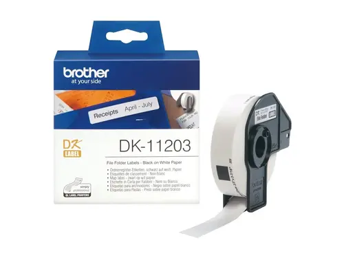 Консуматив, Brother DK-11203 File Folder Labels, 17mm x 87mm, 300 labels per roll, Black on White Консуматив, Brother DK-11203 File Folder Labels, 17mm x 87mm, 300 labels per roll, Black on White