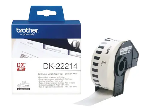 Консуматив, Brother DK-22214 White Continuous Length Paper Tape 12mm x 30.48m, Black on White Консуматив, Brother DK-22214 White Continuous Length Paper Tape 12mm x 30.48m, Black on White