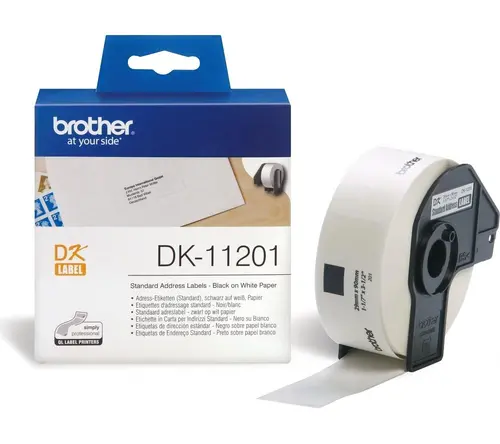 Консуматив, Brother DK-11201 Roll Standard Address Labels, 29mmx90mm, 400 labels per roll, Black on White Консуматив, Brother DK-11201 Roll Standard Address Labels, 29mmx90mm, 400 labels per roll, Black on White