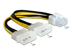 Delock Кабел PCI Express захранване 8 pin към 2 x 5¼“  за видео-карти, 12V, 15 см, 82397