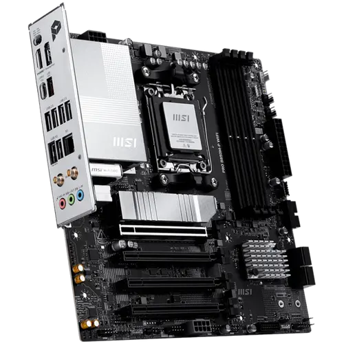 MSI PRO B850M-P WIFI, mATX, Socket AM5, 4x DDR5 Dual Channel DDR5 up to 8200(OC)MHz, 4x PCIe x16 slot, 3x M.2 slot, 4x USB 2.0, 2x USB 5Gbps, 1x USB 10Gbps, 1x USB 10Gbps Type-C, DP, 7.1 HD Audio, 5G LAN, WiFI 7, BT, 3Y