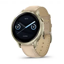 Garmin Venu® 4 - 41 мм - Venu® 4 - 41 мм, Lunar Gold с Light Sand кожена каишка 010-03013-03