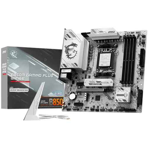 MSI B850M GAMING PLUS WIFI6E, mATX, Socket AM5, 4x DDR5 Dual Channel DDR5 up to 8200(OC)MHz, 1x PCIe x16 slot, 2x M.2 slot, 4x USB 5Gbps, 3x USB 10Gbps, 1x USB 10Gbps Type-C, HDMI, DP, 7.1 HD Audio, 2.5G LAN, WIFI, BT, 3Y