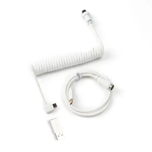 Кабел за клавиатура Keychron Coiled Aviator Cable Angled USB-C - White