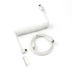Кабел за клавиатура Keychron Coiled Aviator Cable Angled USB-C - White