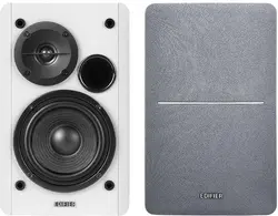 Edifier R1280T 2.0 Bookshelf Speakers, RCA, 0.5-inch Tweeters, 4-inch Drivers, 42W (RMS), Control Knobs and Remote Control, White/Silver