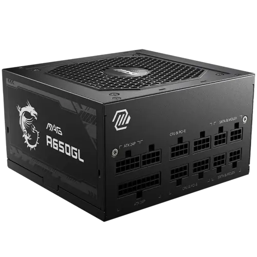 MSI Power Supply MAG A650GL, EU, 650W, Fully-Modular, 80 Plus Gold, Color Box, Pallet packing,7Y Warranty