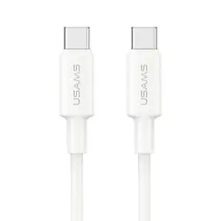 Кабел за бързо зареждане и данни USAMS SJ763 U90 60W Type-C To Type-C, 1 метър, бял