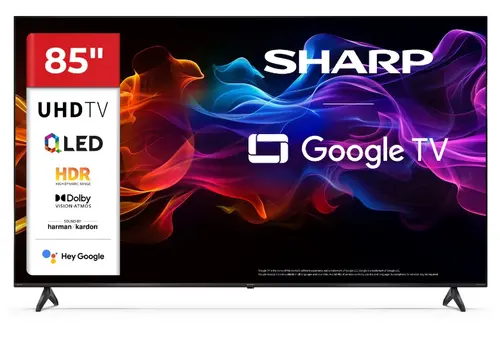 Телевизор, Sharp 85HP5265E, 85" QLED Google TV, 4K Ultra HD  3840x2160 Frameless, 1 000 000:1, AQUOS, DVB-T/T2/C/S/S2, Active Motion 1000, HDR10, Dolby Atmos, Dolby Vision, Google Assistant, Google Cast, HDMI 2.1 with eARC, 3.5mm Headphone jack / line-out, HARMAN/K