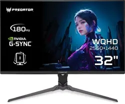 Монитор, Acer Predator XB323QUPbmiiprx, 31.5'' QHD (2560x1440) IPS, ZeroFrame, 180Hz, 0.5ms (GTG Min.), HDR10, FreeSync, 250nits, 2xHDMI, Speakers, DP, Audio Out, VisionCare, Energy Class E, Black, 2Y