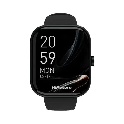 Часовник, HiFuture Lume Black, 1.85 " IPS, Powered by Dual Core, Aerospace-Grade Ultra Light Aluminum Frame, Bluetooth Call, 3D User Interface, 1ATM Waterproof, 24/7 True Heart Rate & Blood Oxygen Sensor, 100+ Sports Mode, Up to 7 days daily use