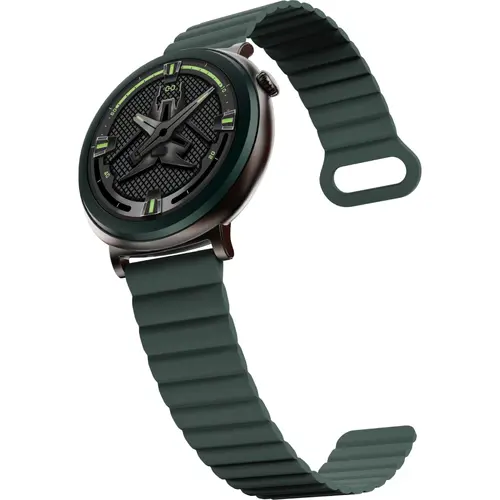 Часовник, HiFuture Aurora Dark Green, 1.43" AMOLED,  466*466, Powered by Dual Core & Syntra AI, Bluetooth Call, IP68  Waterproof, 24/7 True Heart Rate & Blood Oxygen Sensor, Up to 10 days daily use, Magnetic Strap