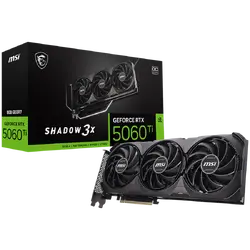 MSI Video Card NVIDIA GeForce RTX 5060 Ti 8G SHADOW 3X OC CLASSIC, 8GB GDDR7, 128-bit, 2602 MHz Boost, 4608 CUDA Cores, PCIe 5.0 (x8), 3x DP 2.1b, HDMI 2.1b, RAY TRACING, Triple Fan, 180W TDP, 8-pin PCIe Power, G-SYNC, 2-Slot, 3Y