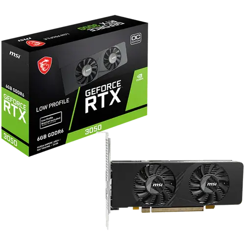 MSI Video Card Nvidia GeForce RTX 3050 LP E 6G OC, 2x HDMI, 1x DP, DUAL FAN, ATX MSI Video Card Nvidia GeForce RTX 3050 LP E 6G OC, 2x HDMI, 1x DP, DUAL FAN, ATX