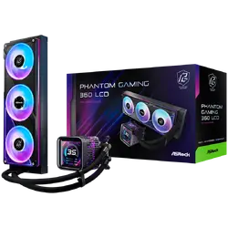 Asrock PHANTOM GAMING 360 LCD, AiO liquid cooler, ARGB, IPS LCD, 360 mm radiator, AM5, AM4, LGA1851, LGA1700, 90-APGA36-BAAGA5, 6Y