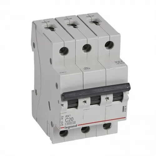 ТРИПОЛЮСЕН АВТОМАТИЧЕН ПРЕКЪСВАЧ RX³-MCB 3P C 20A 6KA LEGRAND