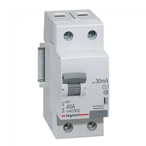 ДЕФЕКТНОТОКОВА ЗАЩИТА RX-3 2Р 40А 30mA 6kA LEGRAND
