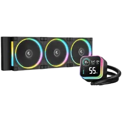 DeepCool LQ360 ULTRA ARGB, 360mm CPU Liquid Cooler, 3x120mm FL12 ARGB Fans, LED Screen, Anti-Leak Technology, Black, LGA1851/1700/1200/115x, AMD AM5/AM4, 5Y, R-LQ360-BKASMC-G-1