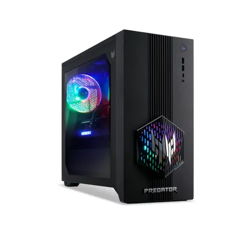 Настолен компютър, Acer Predator PO3-665, Intel Core Ultra 5 225F (up to 4.90GHz, 20MB), 32GB DDR5 5600MHz ( 2*16GB), 1TB SSD PCI-e + M.2 slot free, no DVD, GeForce RTX 5070 12GB GDDR7, GLAN, WiFi7&BT 5.4, 4*USB 3.2, 4*USB 2.0, 1*Type C, 850W Plus Gold, No OS