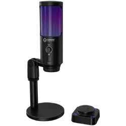 LORGAR SMP40, RGB Microphone with external mute button and metal stand, Black