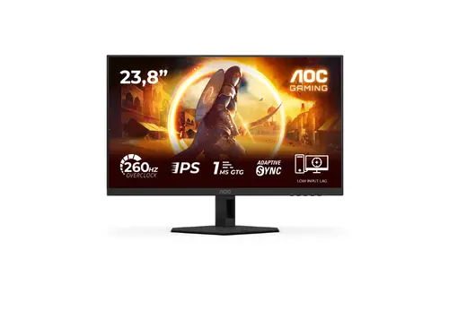 Монитор, AOC 24G4ZRE, 23.8" Fast IPS WLED, 1920x1080@260Hz (OC, Native 240Hz), 1ms GtG, 0.3ms MPRT, 300cd m/2, 1000:1, Adaptive Sync, FlickerFree, Anti Blue Light, Tilt, 2xHDMI, DP