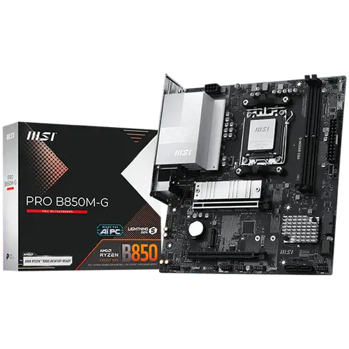 MSI Main Board PRO B850M-G (AM5, 2x DDR5, 1x HDMI, 1xDP, 2x PCI-E x16, 2x M.2, Realtek 8126VB 5G LAN) mATX