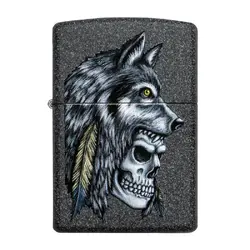 Запалка Zippo, Wolf Skull Feather Design