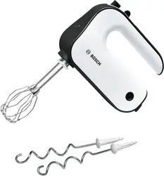 Миксер, Bosch MFQ4020, Hand mixer, Styline, 450 W, with innovative FineCreamer stirrers, blender attachment, 5 speed settings, additional pulse/turbo setting, White -black