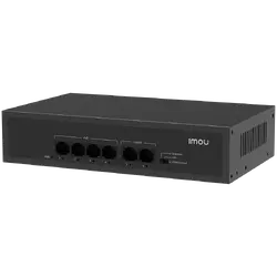 Imou 6-port 100M unmanaged PoE Switch, 4x PoE 10/100, 2x uplink 10/100, 45W total power, up to 250m PoE, 4KV lighting Protection, 802.3af/at,