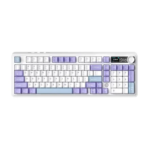 Ajazz геймърска механична клавиатура Wireless Gaming Mechanical Keyboard AK980 V2 - Maillard Switch [Linear] (English US), Purple, White