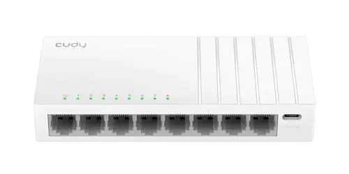 Суич Cudy GS108U, 8-портов 10/100/1000 Mbps RJ 45, USB-C - Бял
