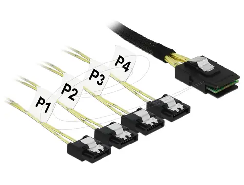 Интерфейсен кабел Delock  Mini SAS SFF-8087 към 4 x SATA 7-pin 1 m metal