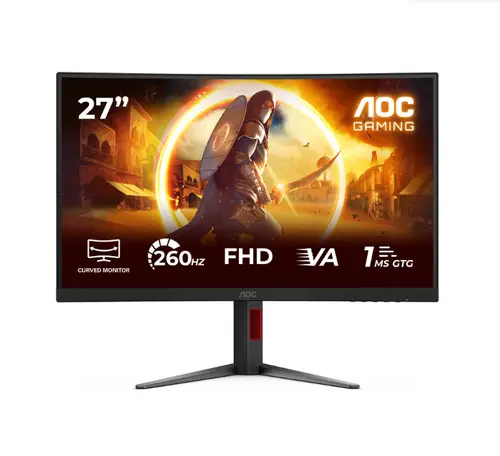 Монитор, AOC C27G4Z2, 27" Curved 1500R, Fast VA, WLED, 1920x1080@260Hz (OC, Native 240Hz), 1ms GtG, 0.3ms MPRT, 300cd m/2, 3000:1, Adaptive Sync, FlickerFree, Low Blue Mode, Tilt, Height Adjust, Swivel, 2xHDMI, DP