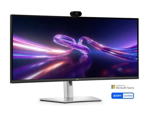 Монитор, Dell P3426WEV, 34.1"  Curved Webcam Monitor, IPS Anti-Glare, 5ms, 100 Hz, 1500:1, 350 cd/m2, UW-QHD 3440x1440, 99% sRGB, HDMI, Display Port, USB-C Hub, RJ45, Webcam, KVM Switch, PD 90W, Height Adjustable, Pivot, Swivel, Tilt, Black