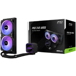 Asrock Pro 240 ARGB, AiO liquid cooler, 240 mm radiator, AM5, AM4, LGA1851, LGA1700, 90-APRA36-BAAGA6, Black, 6Y