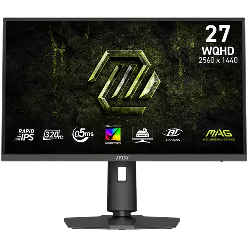 MSI MAG 274QPF X32 Gaming Monitor, 27" 320Hz, WQHD (2560x1440) 16:9, Rapid IPS, 0.5ms, 300nits, 1000:1, 178/178, G-SYNC Compatible, AMD FreeSync Premium, DisplayHDR 400, Adjustable stand, 1x DP, 2x HDMI, 1x Headphone out, 3Y Warranty