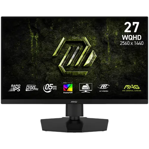 MSI MAG 274QPF E20 Gaming Monitor, 27" 200Hz, WQHD (2560x1440) 16:9, Rapid IPS, 0.5ms, 300nits, 1000:1, 178/178, G-SYNC Compatible, AMD FreeSync Premium, DisplayHDR 400, Adjustable stand, 1x DP, 2x HDMI, 1x Type-C, 1x Headphone out, 3Y Warranty