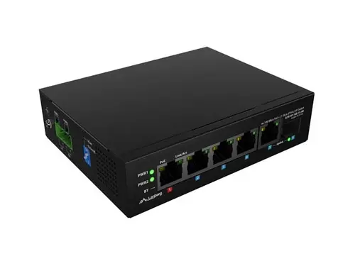 Комутатор, Lanberg Switch ILFE-4P-1Ge-1S-90 POE 1 x BT 3 x AT SFP/ETH DIN Unmanagment Fast Ethernet