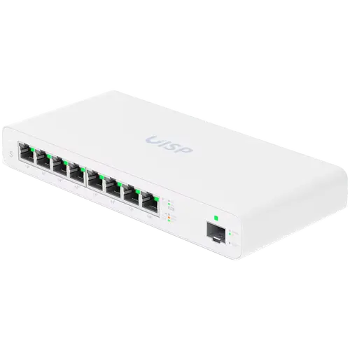 Ubiquity Switch (8) GbE RJ45 ports with 27V passive PoE output,1 SFP port