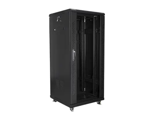Комуникационен шкаф, Lanberg rack cabinet 19" free-standing 27U / 600x600 self-assembly flat pack, black
