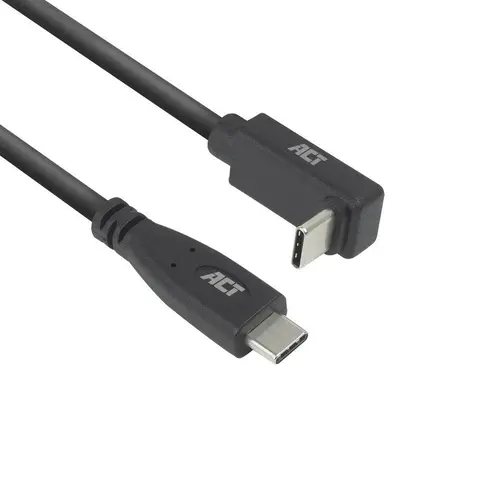 ACT Кабел USB-C - USB-C, 10Gbps, 60W, 1 м, конектори - 1 x прав и 1 x на 90° up/down angled