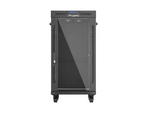 Комуникационен шкаф, Lanberg Rack Cabinet 19" Free-Standing 22U/600X600 (FlAT Pack) With Glass Door LCD Black V2
