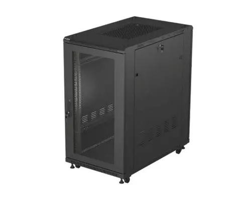 Комуникационен шкаф, Lanberg Rack Cabinet 19" Free-Standing 22U/600X1000 (FlAT Pack) With Mesh Door Black