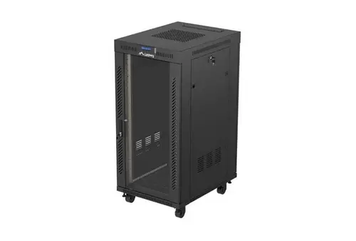 Комуникационен шкаф, Lanberg Rack Cabinet 19" Free-Standing 24U/600X800 (FlAT Pack) With Glass Door LCD Black V2