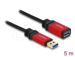 Удължителен кабел Delock USB-A мъжко - USB-А женско, 5 м, Екраниран, Черен