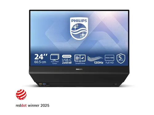 Монитор, Philips 24B2D5300, 23,8" x 2, IPS WLED, 1920x1080@120Hz, 4ms GtG, 300cd m/2, 1500:1, 50M:1 DCR, Adaptive Sync, FlickerFree, SoftBlue tech., 3Wx2, Swivel, 2xHDMI, USB hub