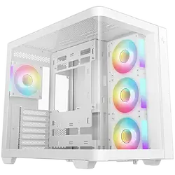 DeepCool CG530U 4F WH, Mid Tower, Mini-ITX/Micro-ATX/ATX, Rear Connector support, 2xUSB3.0, 1xType-C Gen 2, 1xAudio, 3x120mm ARGB Reverse Fan, 1x120mm ARGB Fan, Tempered Curved Glass, Mesh Panel, White, 2Y, R-CG530U-WHAGA4-G