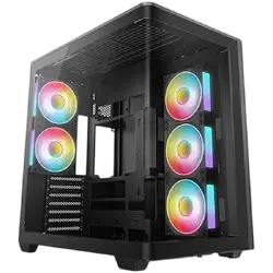 DeepCool CG590U 5F, Mid Tower, Mini-ITX/Micro-ATX/ATX, Rear Connector support, 2xUSB3.0, 1xType-C Gen 2, 1xAudio, 3x120mm ARGB Reverse Fan, 2x120mm ARGB Fans, Tempered Curved Glass, Mesh Panel, Black, 2Y, R-CG590U-BKAGA5-G